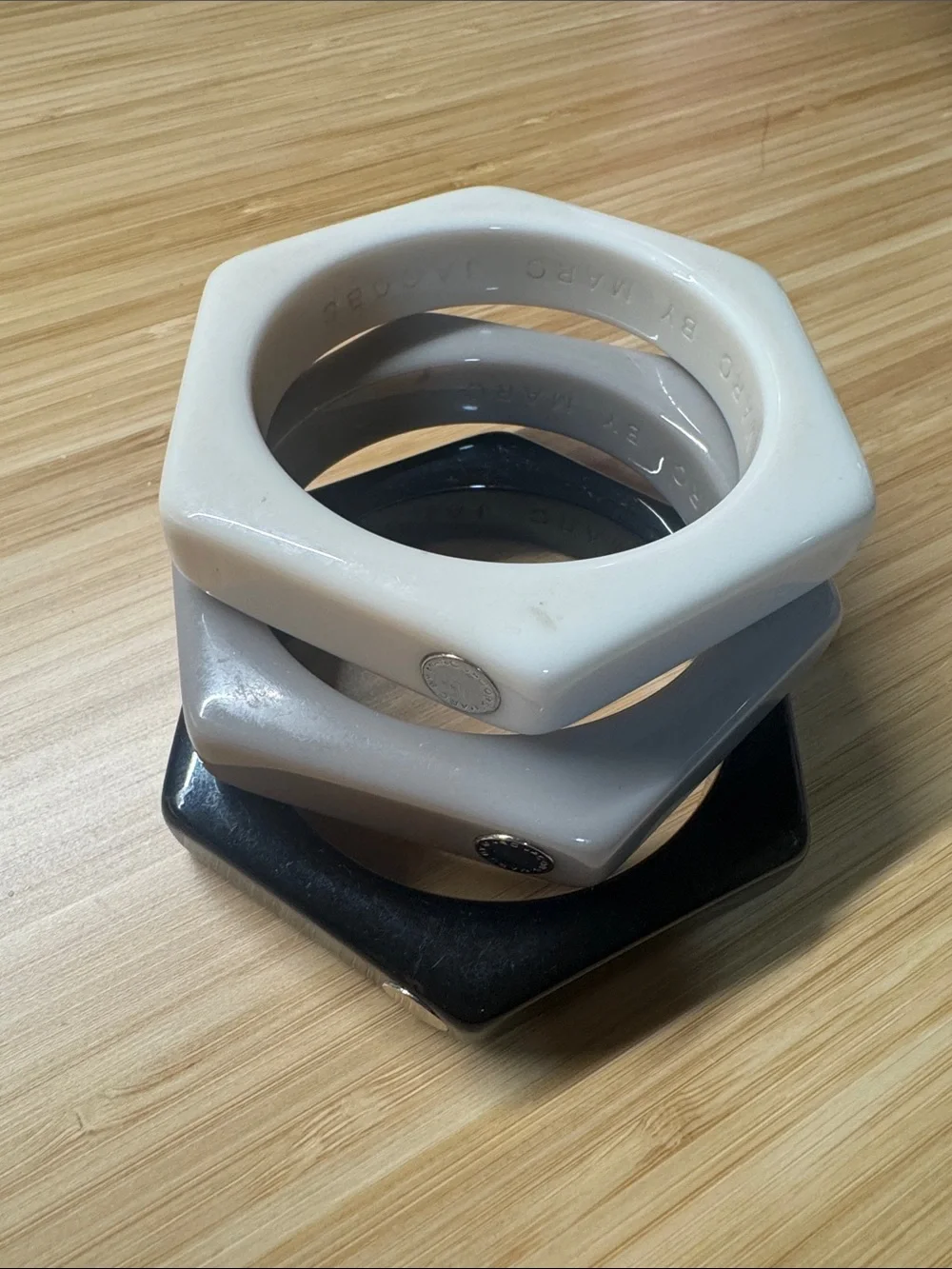 Vintage Marc by Marc Jacobs Hexagon Stackable Resin Bangles Trio